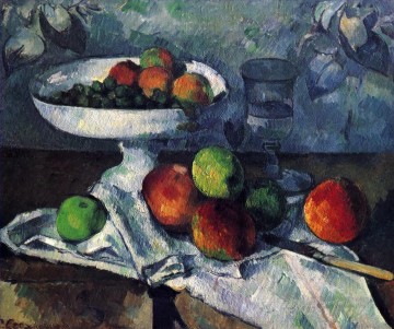  paul canvas - Compotier Glass and Apples Paul Cezanne